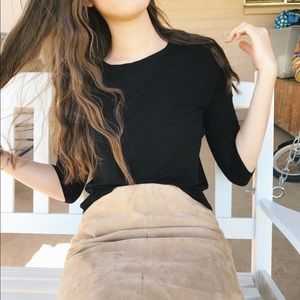 Stretchy Black 3/4 Sleeve Tshirt